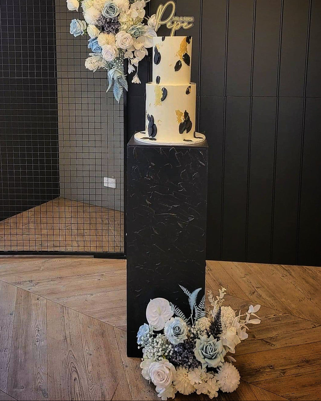 Black Textured Square Plinth