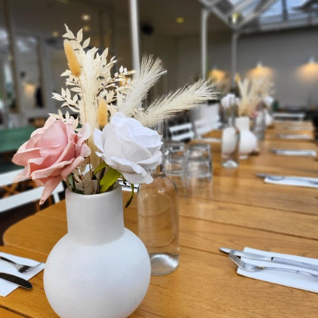 White Modern Vase with Flowers